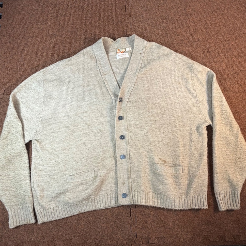 Vintage Indian Brand Sportswear Cardigan Sweater Women XXXL Beige Wintuk Orlon